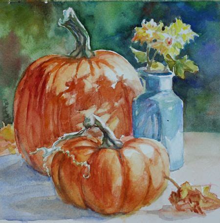 Carlene Dingman Atwater Fall Mums And Pumpkins Autumn Painting Fall