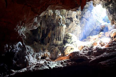 Illuminated Cave A Photo From Hai Phong Red River Delta
