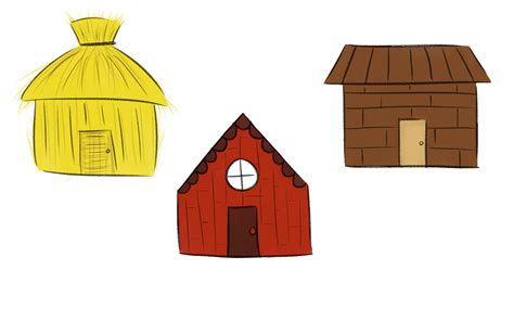 Three Little Pigs Brick House Cartoon