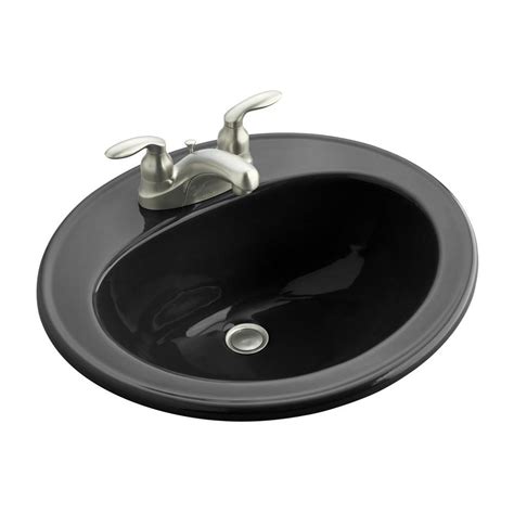 Kohler Pennington Drop In Vitreous China Bathroom Sink In Black Black