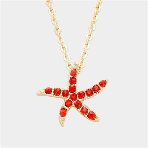 Crystal Starfish Sea Life Pendant Necklace Fashion Necklace Fashion