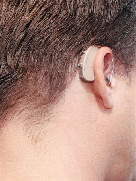 Deaf Man S Hearing Aid Stock Image Image Of Nose Acoustic 20217685