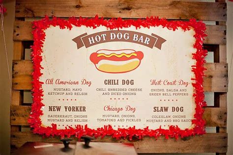 Retro Hot Dog Birthday Party Red And Yellow Hot Dog Bar Menu Dog