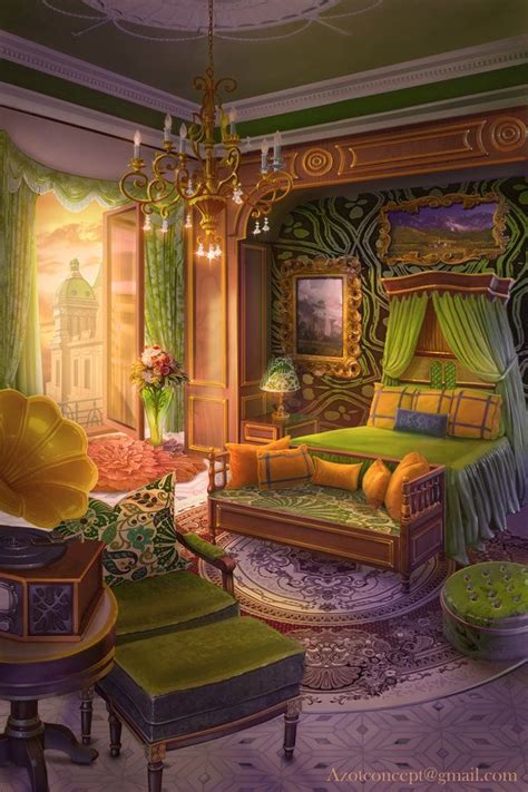 Bedroom In The Evening By Azot2017 Fantasy Rooms Castle Bedroom