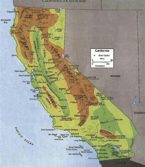 California Transverse Mountain Ranges Map