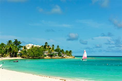The Sunny Tropical Dover Beach On The Island Of Barbados Stock Photo