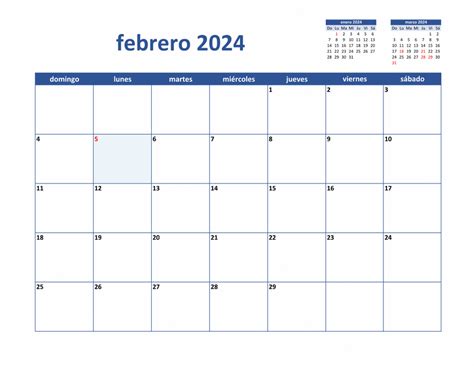 Calendario Imprimible Febrero