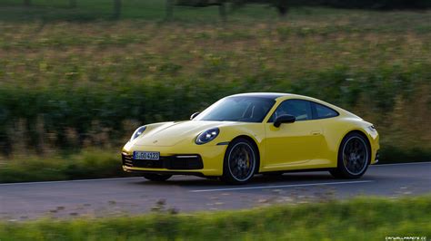 Cars Desktop Wallpapers Porsche 911 Carrera Coupe Racing Yellow 2019