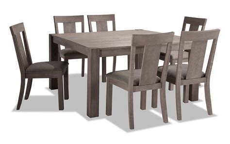 Lennox round 5 piece dining set with ladder back chairs. Summit 54"x 54" Gray 7 Piece Dining Set | Bobs.com | Grey dining tables, 7 piece dining set ...