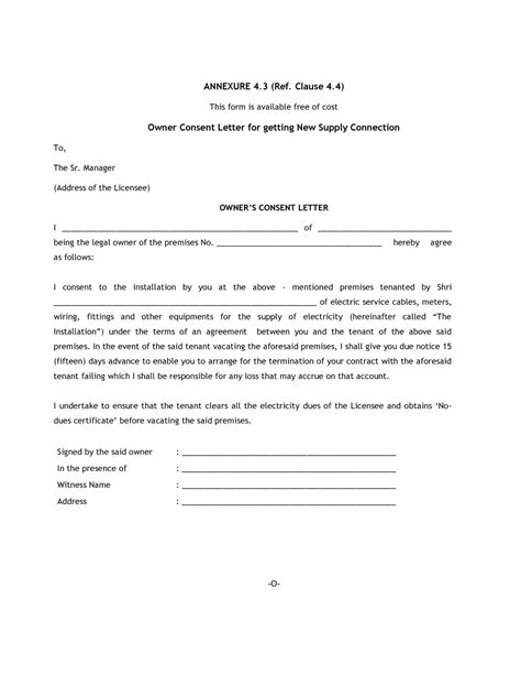 Consent Letter For Electricity Connection Fill And Si