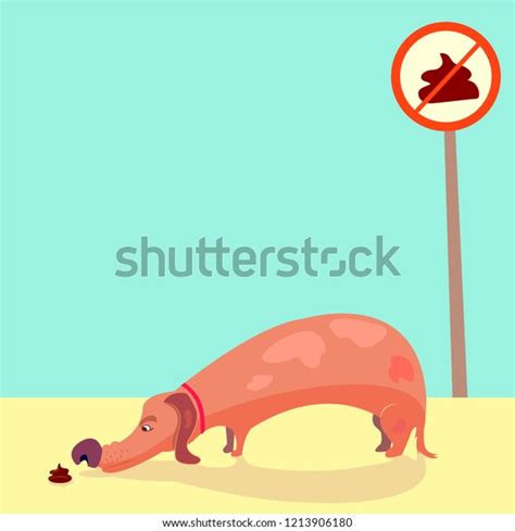 Dog Sniffs Poop Doggie Short Legs Stock Vector Royalty Free 1213906180