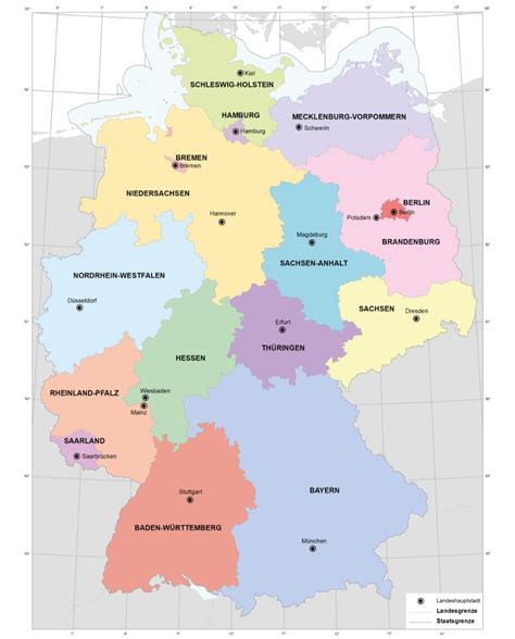 Bundesländer Deutschland | Karte - Hauptstädte - Landkreise