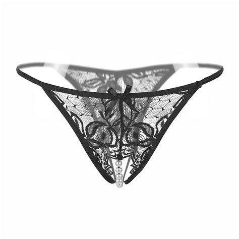New Style Sexy Thongs Women Bow Tie Lace Transparent Sexy Pear G String Underwear For Women