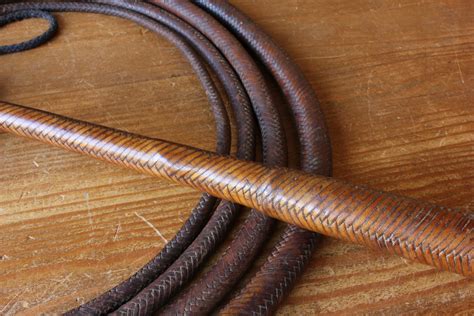 Fine Quality Braided Leather Bullwhip Extra Long 16ft Cowboy Bull Whip