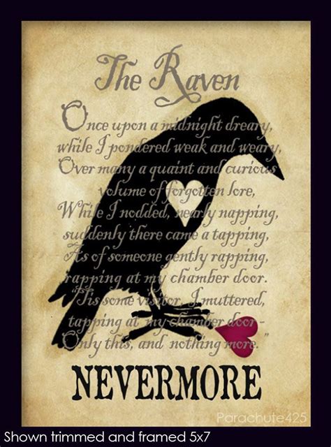 Edgar Allan Poe Art Nevermore The Raven Print Goth Home Decor