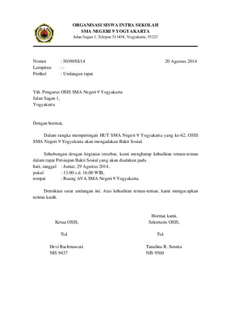 Mengingat bahwa teknologi komunikasi saat ini. Contoh Surat Resmi Undangan / 4 Contoh Surat Undangan ...