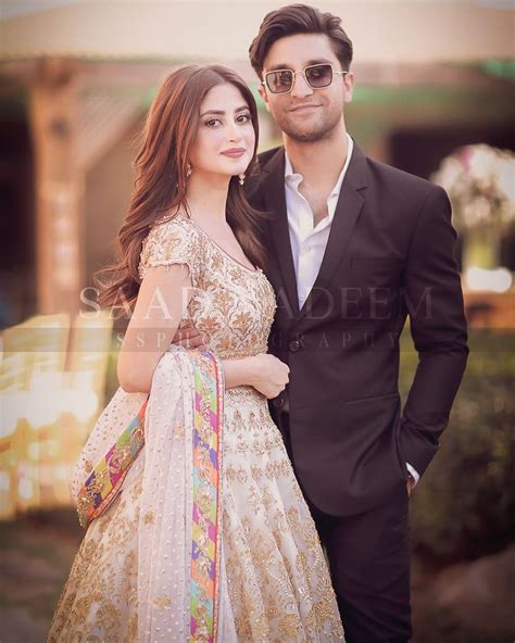 Beautiful Couple Ahad Raza Mir And Sajal Aly Clicks From Yasir Iqra Wedding Reviewit Pk