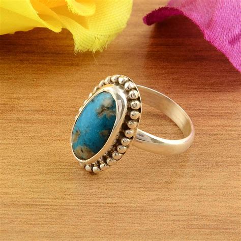 Copper Turquoise Ring Handmade Silver Ring Sterling Etsy