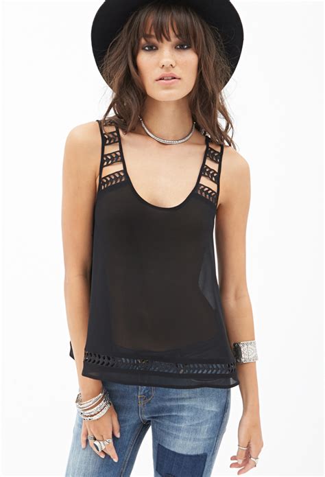 Check spelling or type a new query. Lyst - Forever 21 Cutout Woven Tank Top in Black