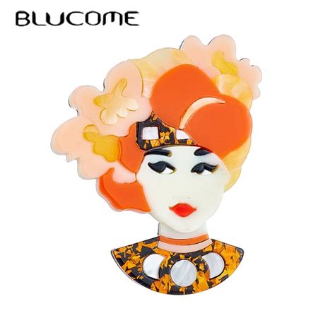 Blucome Lady Brooches Womens Stylish Acrylic Material Badge Newly