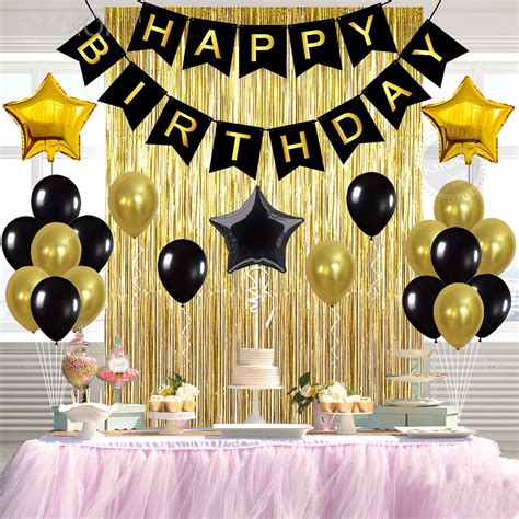 Mumoobear Gold And Black Birthday Decorations Set Happy Birthday Banner For Birthday Party