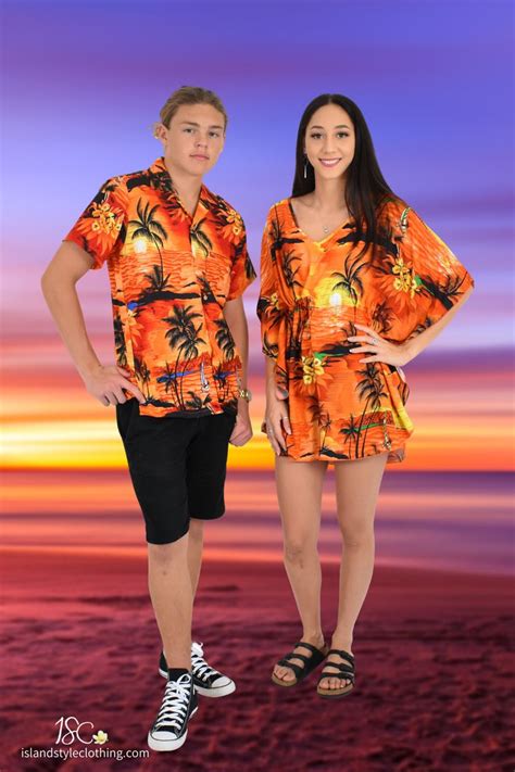 Matching Couples Clothing Set Orange Sunset 🌅 In 2020 Island Style