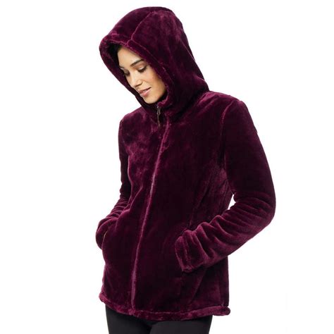 32 Degrees Heat Womens Hooded Plush Faux Fur Fleece Jacket Medium