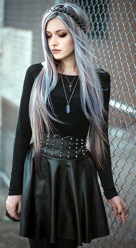 Love This All Black Fashion And Graypurple Hair Rockerfashion