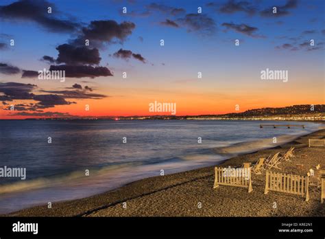Sunset On Castel Beach Nice French Riviera Cote Dazur South Of