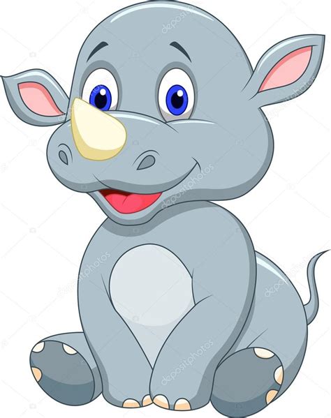 De Dibujos Animados Lindo Rinoceronte — Vector De Stock 27382469