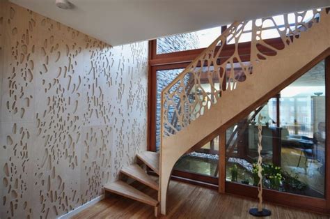 Stair design based on best latest trend provides fine quality in featuring really enchanting and admirable decorating into home spaces both interior. side stairs view of House with Stylish Wooden Facade and ...