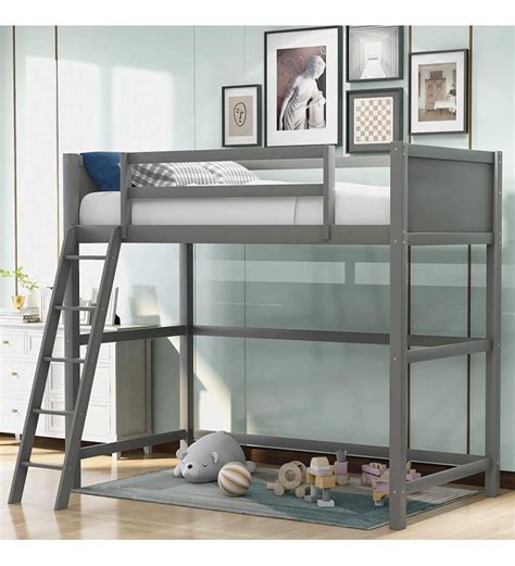 Our wooden bed frames are handcrafted to order and made in vermont using natural, sustainable real solid hardwood from new england, pennsylvania and the american mid west. Solid Wood Twin Size Loft Bed Panel Style Loft Bed, Bed ...