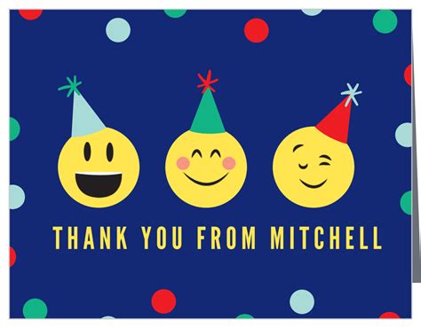 Exciting Emoji First Birthday Thank You Cards By Basic Invite