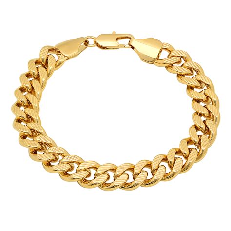 11mm 14k Gold Plated Grooved Cuban Link Curb Chain | eBay