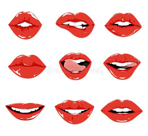Red Lips Set Stock Vector Illustration Of Lipstick 76496586