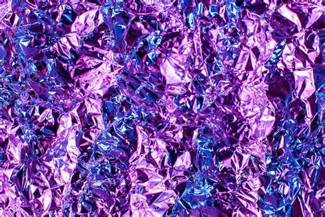 Holographic Iridescent Metallic Foil Real Hologram Background Of Wrinkled Abstract Foil 80s
