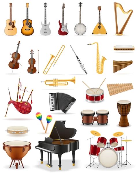 Premium Vector Musical Instruments Set Icons Stock