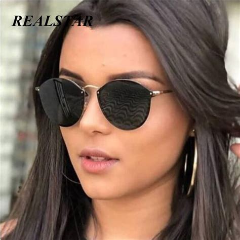 Realstar 2018 New Fashion Round Mirror Sunglasses Women Luxury Cute Rimless Sun Glasses Sunglass