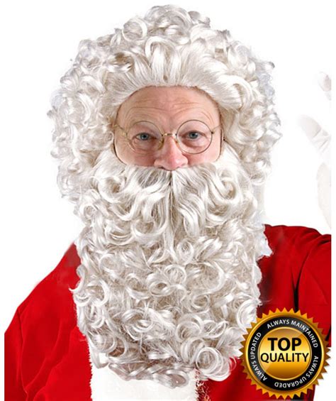 Mens Curly Santa Claus Wig And Beard Set Deluxe Hx 010