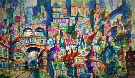 Colorful Fantasy City Art Id 112002