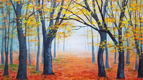 Easy Autumn Forest Landscape Acrylic Painting Live Instruction