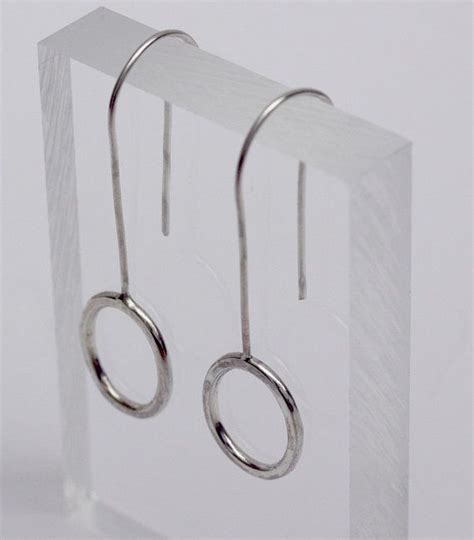 Sterling Silver Oval Drop Earrings Handmade Earrings Solid Silver
