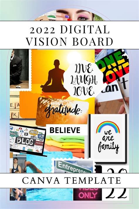 2022 Digital Vision Board Template Printables Canva Online Etsy
