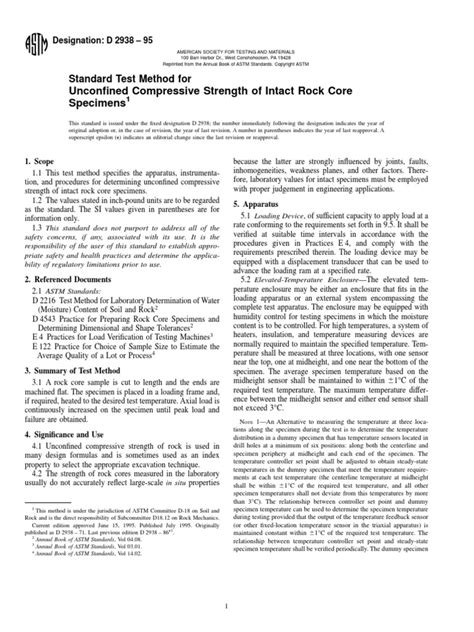 D2938 Unconfined Compressive Strength.pdf | Deformation (Engineering) | Strength Of Materials ...