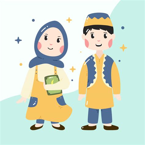 Muslim Boy And Girl Vector 508670 Vector Art At Vecteezy