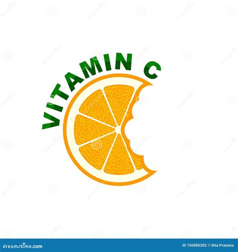 Vitamin C Sign On Orange Fruit Nutrition Logo Label Illustration