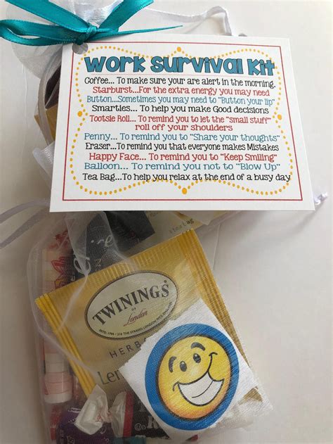work survival kit sweet thoughts goody bag happy birthday friends co workers secretary have