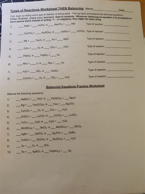 Below is based on the number of elements not their mass. Worksheet Balancing Equations Fill In The Blanks Answers ...