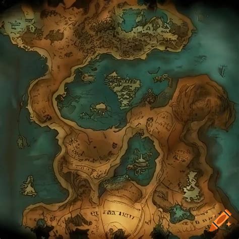 Illustration Of A Fantasy World Map