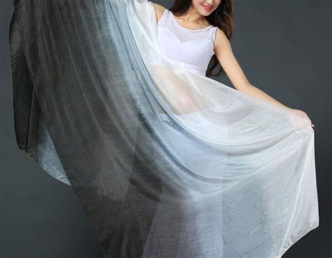 black white gradient women belly dance silk veils 100 real silk 250 114cm 98 45 belly